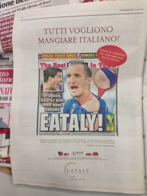 La pubblicità di Eataly dedicata alla prima pagina del New York Post