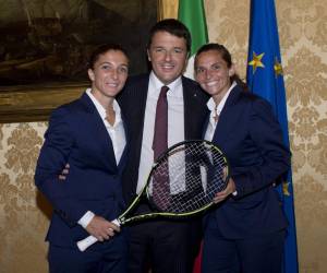 Matteo Renzi riceve le campionesse Sara Errani e Roberta Vinci