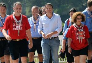 Il premier Matteo Renzi in visita alla Route nazionale degli Scout