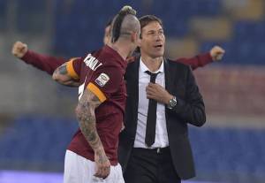 Nainggolan e il tecnico della Roma Rudi Garcia