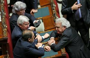 Paolo Romani, Donato Bruno e Denis Verdini nell'Aula della Camera