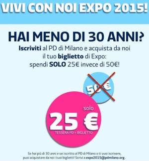 "Hai meno di 30 anni? Con l'iscrizione al Pd biglietti Expo scontati"