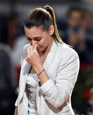 Flavia Pennetta si commuove a Roma