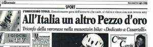 Il «Giornale» racconta così la vittoria di Paola Pezzo nella mountain bike alle Olimpiadi di Atlanta 1996