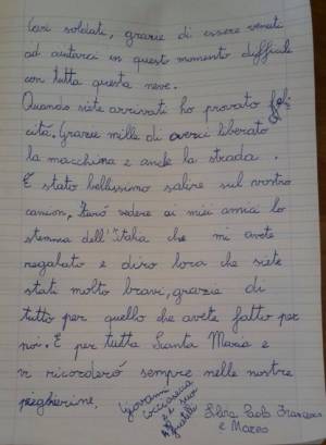 Emergenza neve, lettera di un bimbo ai soldati: "Che felicità quando siete arrivati"