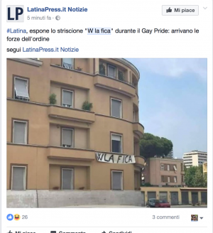 "Al Gay Pride tirano fuori il birillo... E io non posso esporre W la fica"