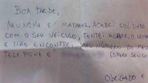 Brasile, tampona Porsche e lascia biglietto di scuse: la storia è virale