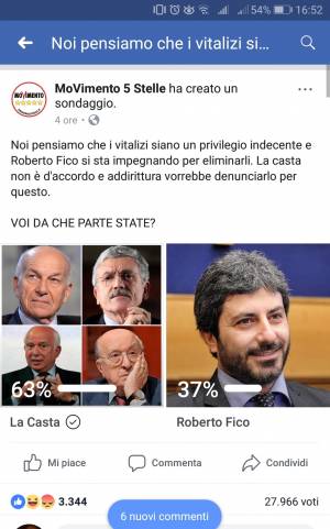 I social stanno con "la casta". E il M5S cancella il sondaggio