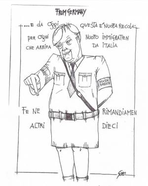 La vignetta del giorno - La Merkel ci manda i migranti