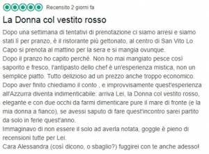 Va a cena con la compagna ma fa la corte alla proprietaria su Tripadvisor