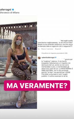 "Ma togliti quella mascherina c...". Gli insulti per Valentina Ferragni