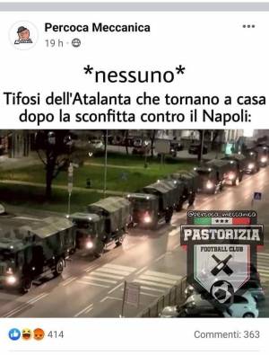 Foto dei camion dell'Esercito con le bare usata contro gli atalantini