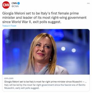 I siti stranieri esaltano la Meloni. Ma la Cnn già parla del Duce