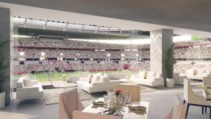 La lussuosa Pearl Lounge vista campo da quasi 10000 $ a persona - da FIFA World Cup Hospitality