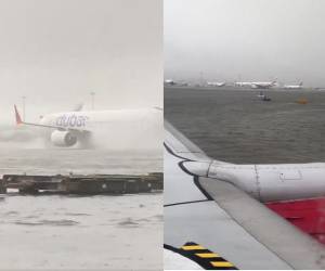 Dubai, aeroporto allagato dal temporale: aerei fanno aquaplaning | Video