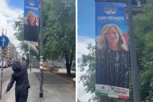 Manifesti vandalizzati e insulti:  i "maranza" ancora contro Meloni 