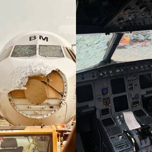 Muso dell’aereo distrutto dalla grandine: cos’è successo sul volo Austrian Airlines