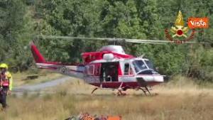 Il recupero da parte dei Vigili del fuoco dei campeggiatori bloccati dalle frane in Valle Argentera