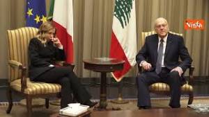 La premier Meloni in Libano, incontro con il primo ministro Najib Miqati