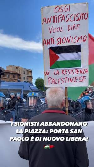Pro-Palestina esultano per lo scioglimento del corteo della Brigata ebraica