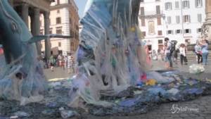 Roma, spuntano due balene davanti al Pantheon