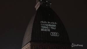 Torino, la Mole illuminata dal festival 'Club to Club'