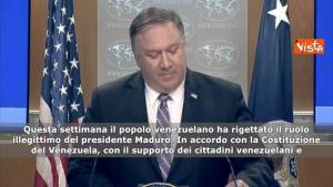 Venezuela, Pompeo (Segr Stato USA): “Riconoscimento Guaidò è primo passo per libertà”