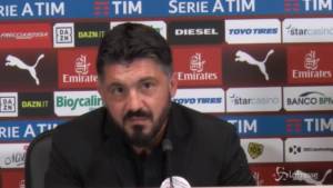 Milan, il giornalista sbaglia il risultato. Gattuso polemizza