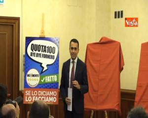 Di Maio presenta risultati Governo M5s, il primo è Quota 100