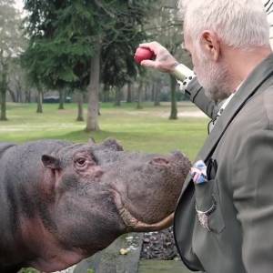 Gianluca Vacchi e l'ippopotamo in giardino