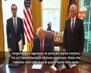  Trump firma nuove sanzioni contro l’Iran: “Atti aggressivi dal regime di Teheran” 