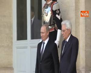 Putin arriva al Quirinale per l'incontro con Mattarella