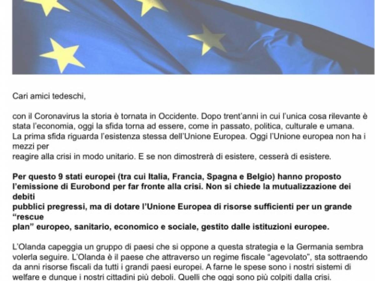 La lettera di governatori e sindaci alla Germania: