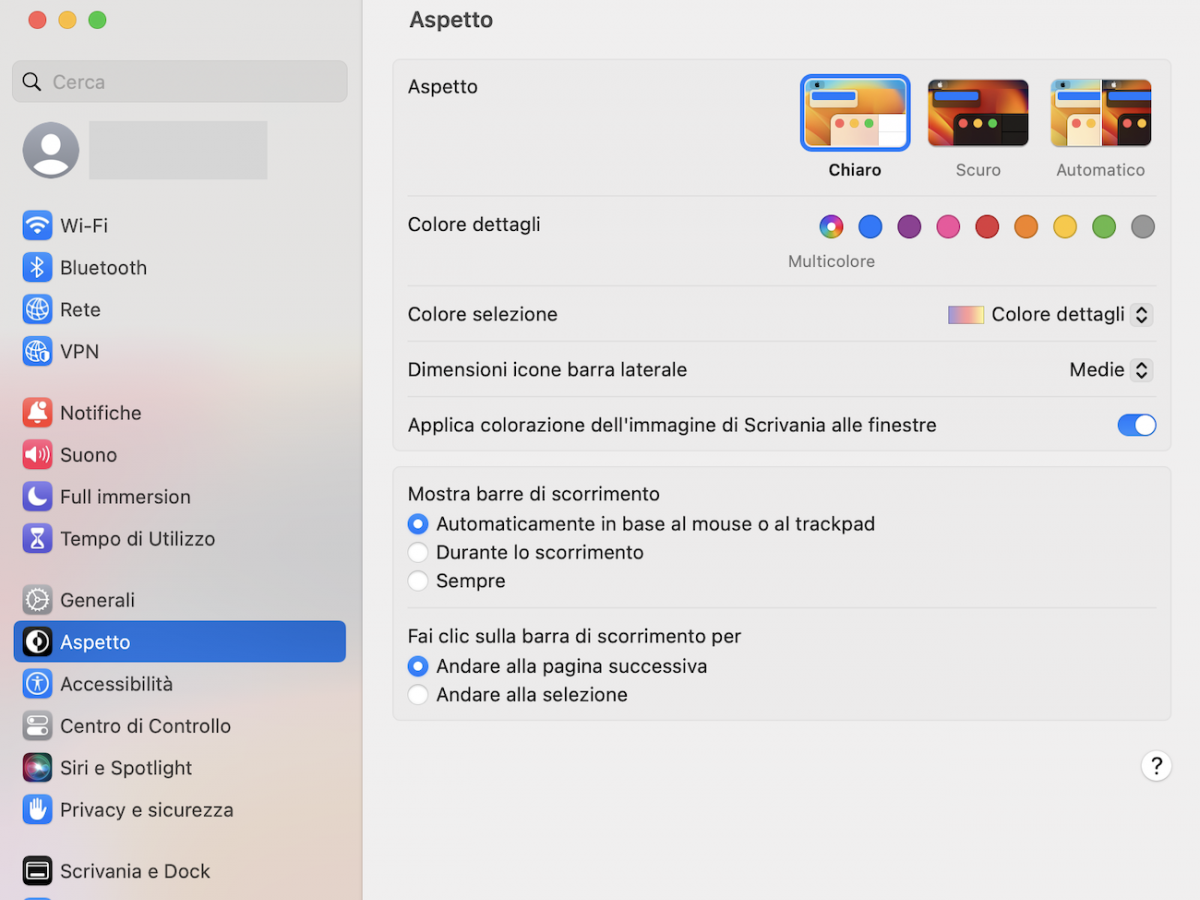 Impostazione sistema macOS Ventura