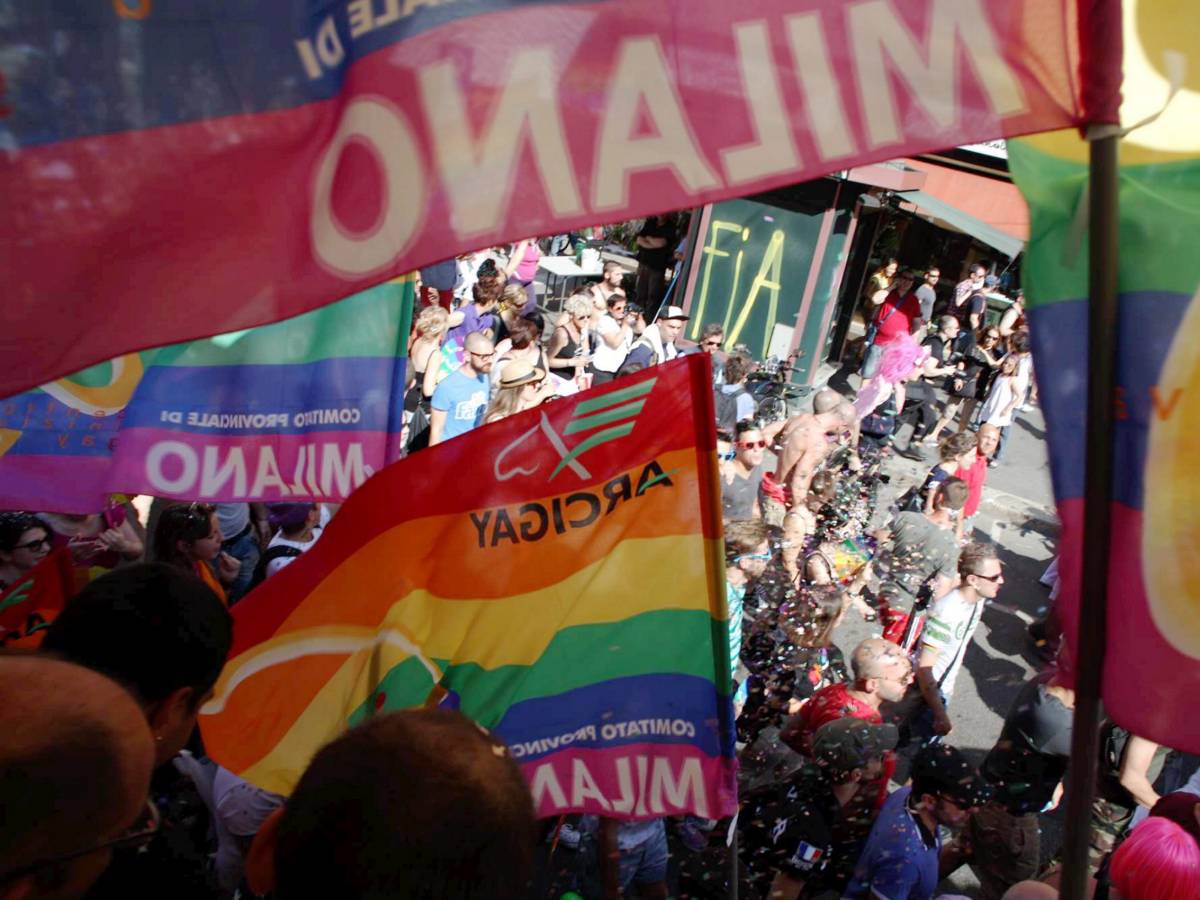 Una Bandiera Arcobaleno Con La Montagna Sullo Sfondo | Immagine