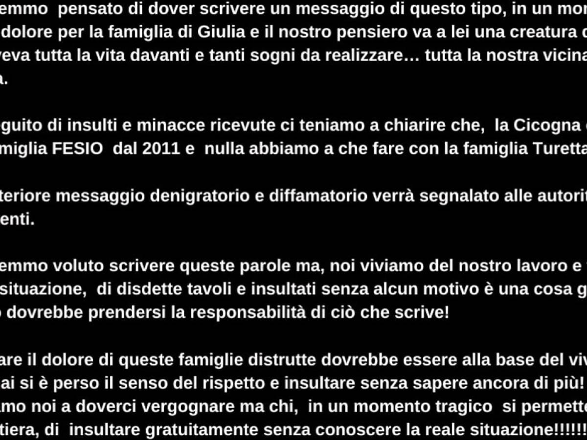 Messaggio del ristornate la Cicogna