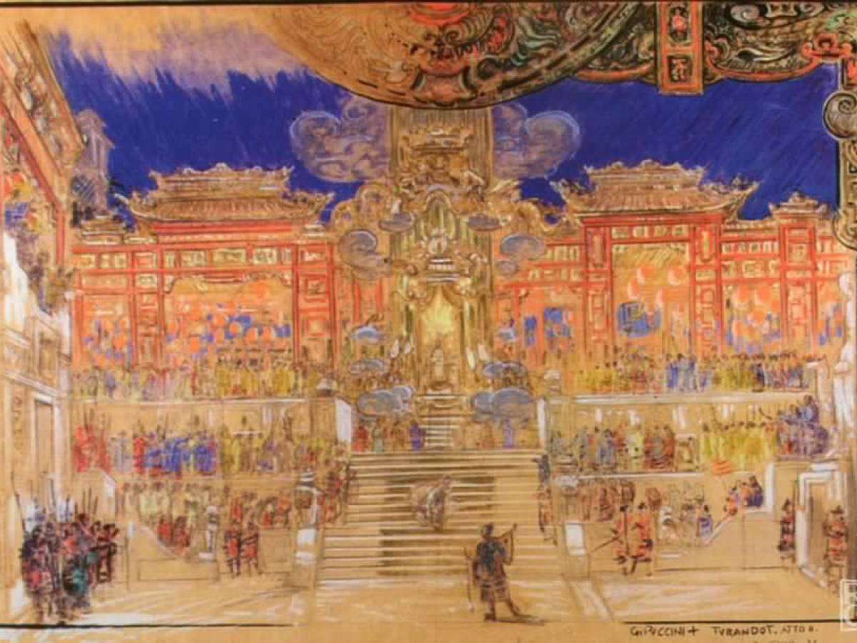 Bozzetto per Tourandot di Giacomo Puccini, Atto II° scena seconda (terza visione) 