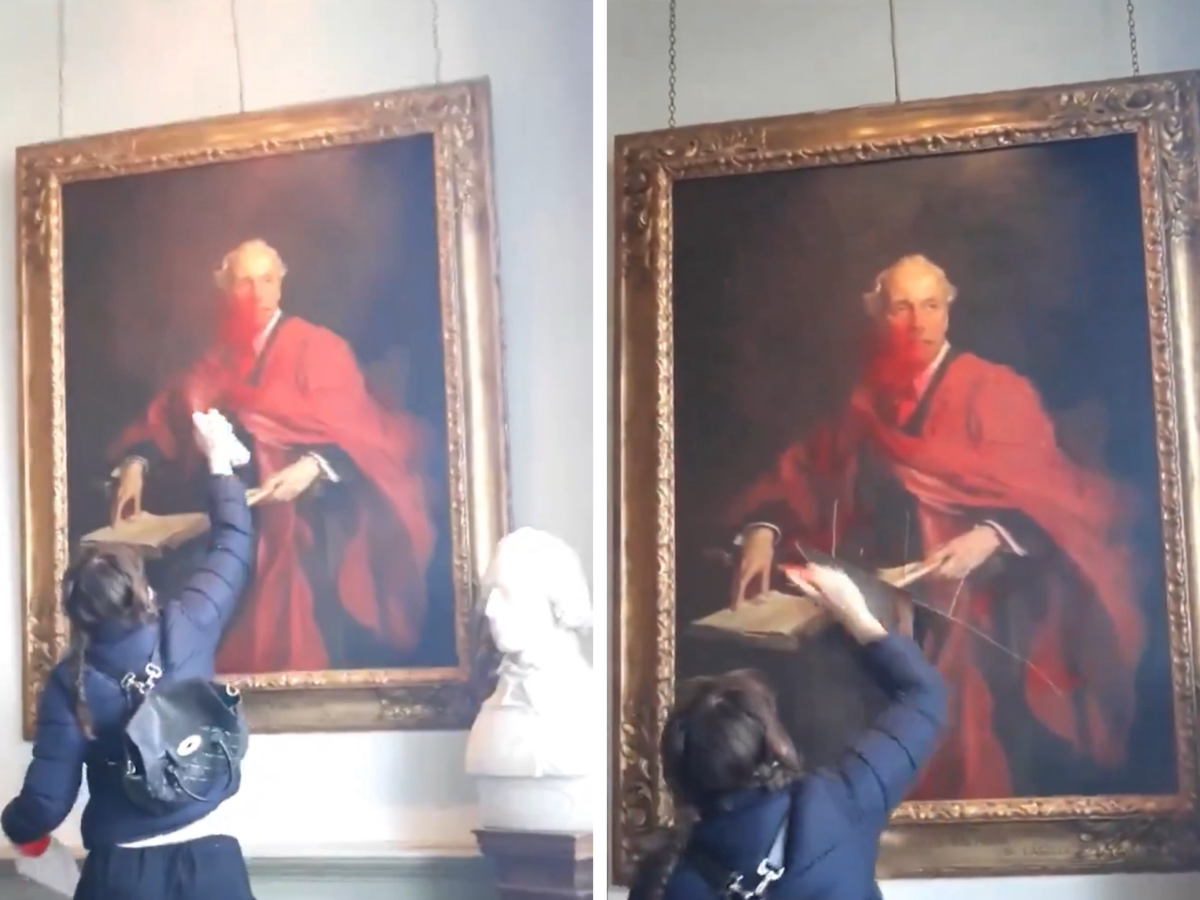 They deface and destroy a painting in Cambridge: the shocking work of pro-Palestine activists