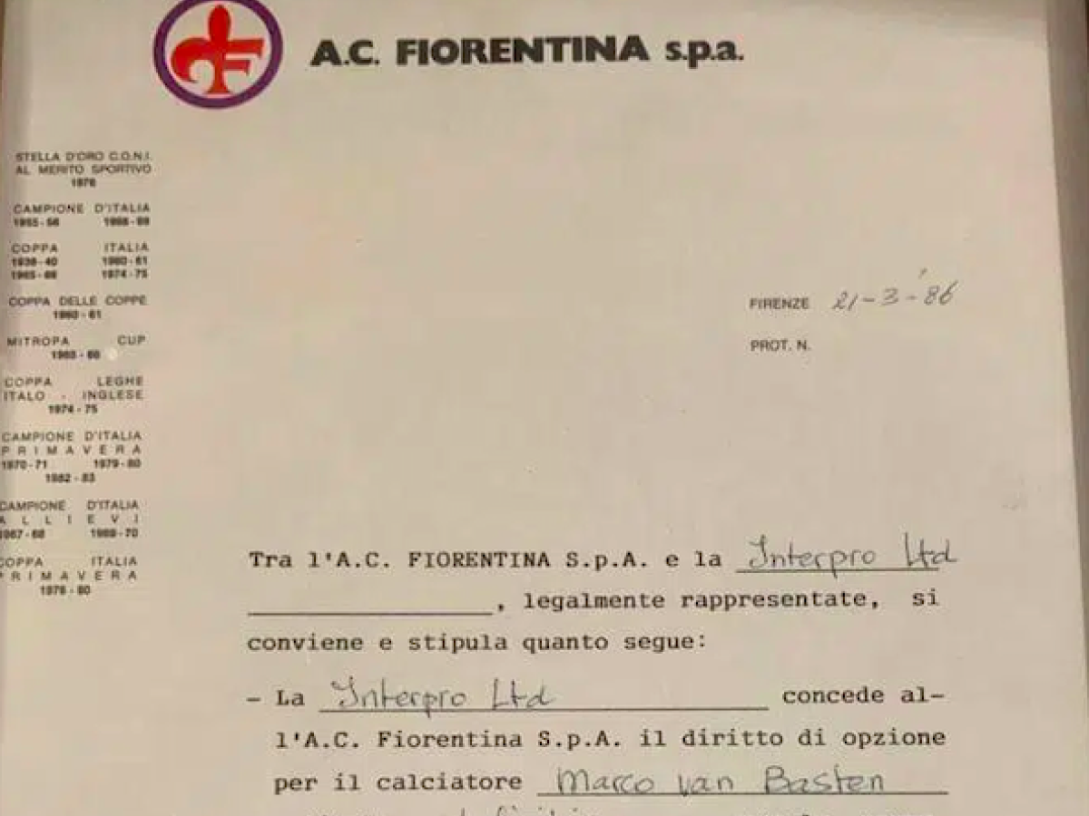 Marzo 1986: "Van Basten è della Fiorentina" 