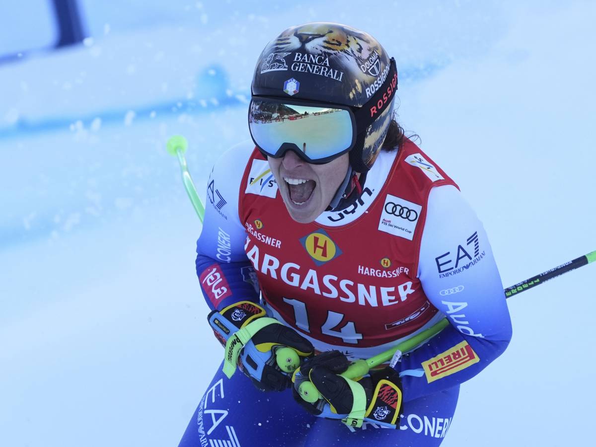 Straordinaria Brignone prima vittoria in discesa libera Cade Sofia Goggia