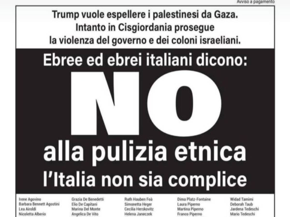 Il mondo al contrario: gli ebrei italiani accusano Israele di "pulizia etnica"