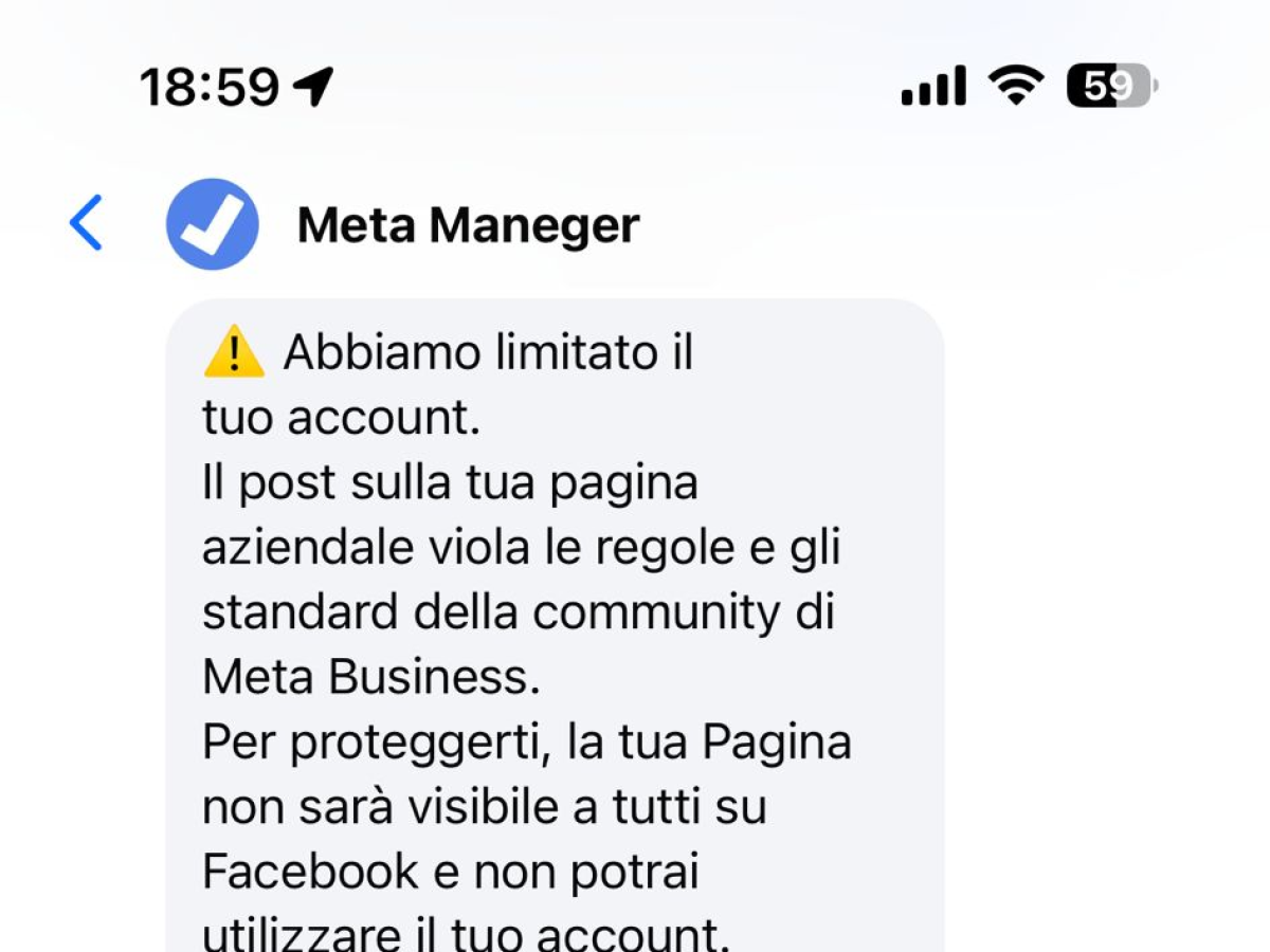 abbiamo limitato il tuo account occhio a questo messaggio cosa fare