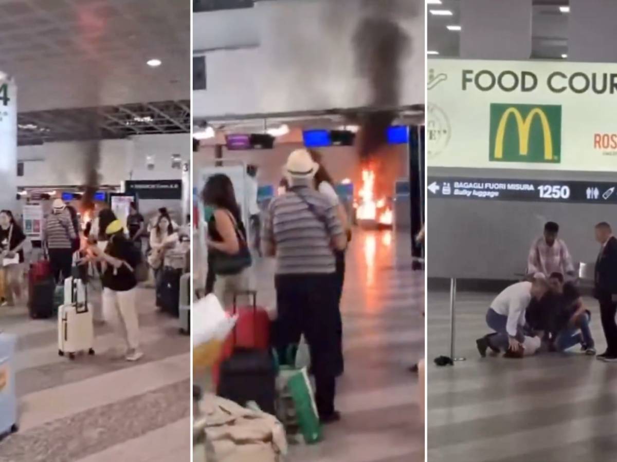 paura a malpensa straniero incendia e prende a martellate un banco check in