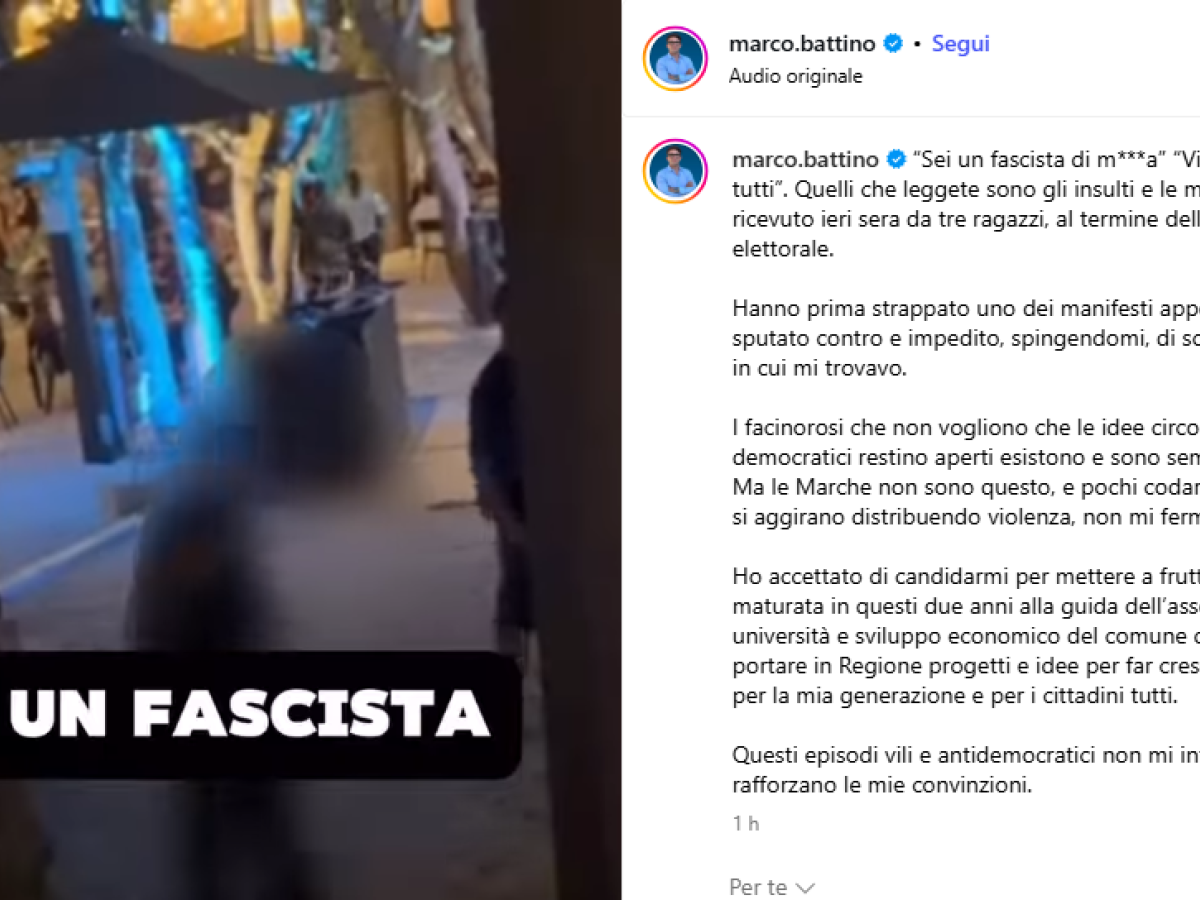 "Sei un fascista, vi ammazziamo". Aggredito il candidato di Forza Italia ad Ancona