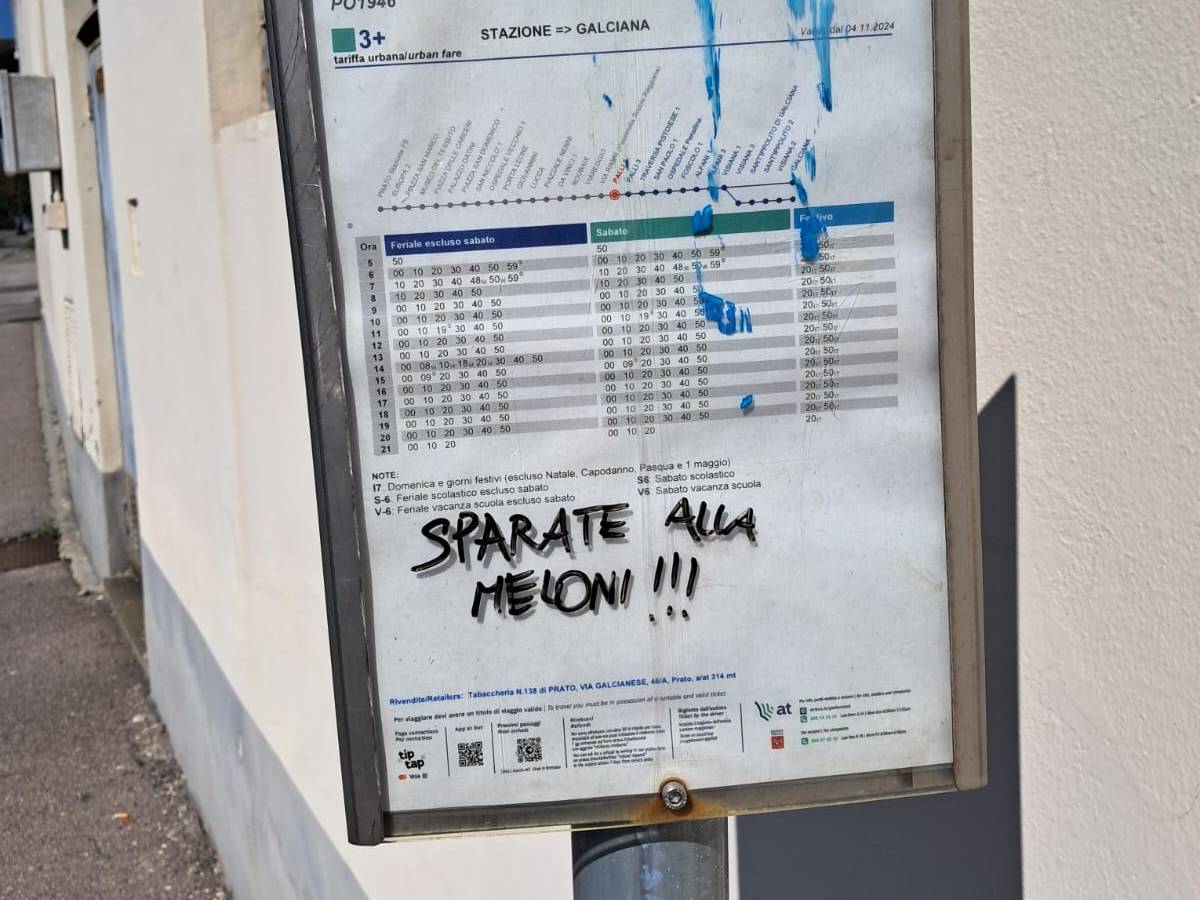 "Sparate alla Meloni". La frase choc comparsa a Prato