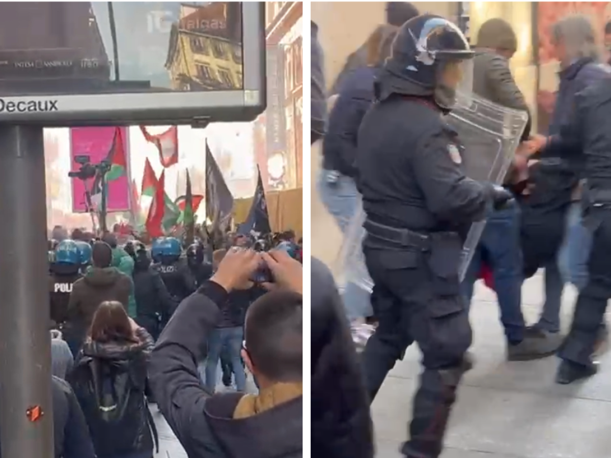 Pro Pal all’assalto degli agenti: capo della Digos colpito da una bottiglia Pro Pal all’assalto degli agenti: capo della Digos colpito da una bottiglia