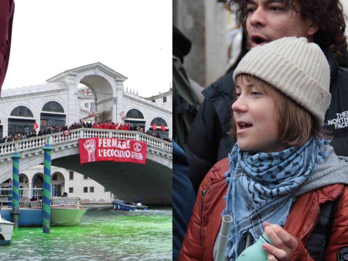 Canal Grande tinto di verde, daspo a Greta Thunberg Canal Grande tinto di verde, daspo a Greta Thunberg