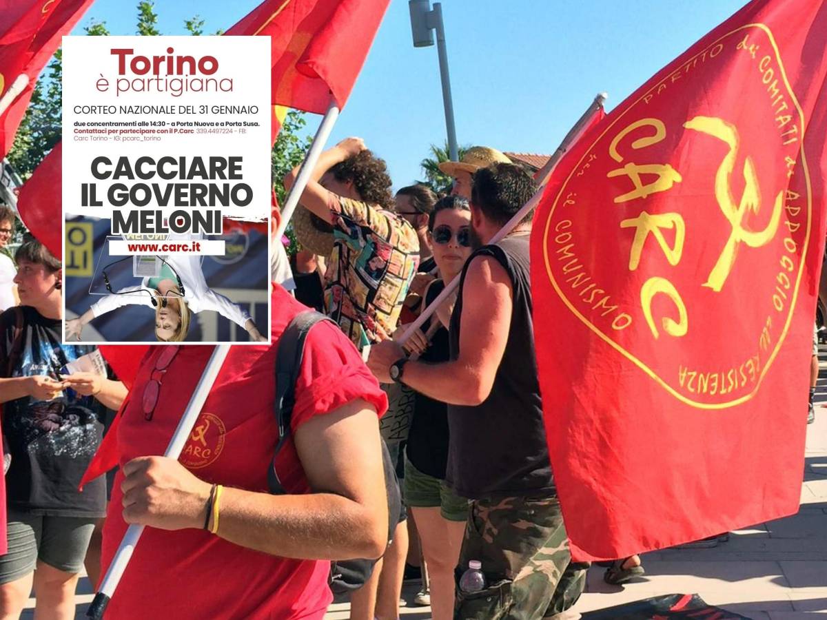La Meloni a testa in giù: il manifesto choc dei Carc