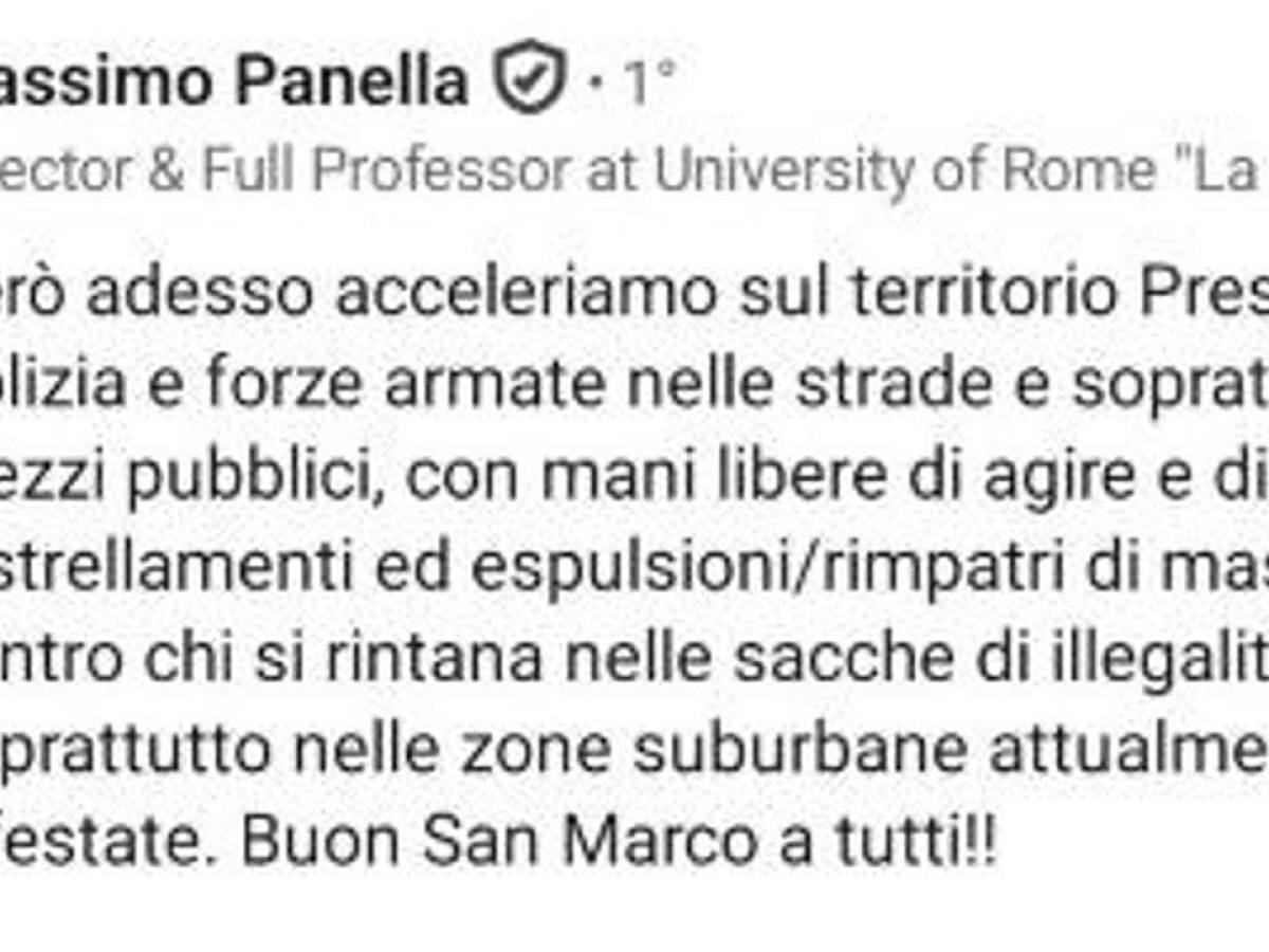 ora rastrellamenti ed espulsioni di massa il commento del prof della sapienza e scoppia la bufera ora dimissioni da Ilgiornale.it ora rastrellamenti ed espulsioni di massa il commento del prof della sapienza e scoppia la bufera ora dimissioni