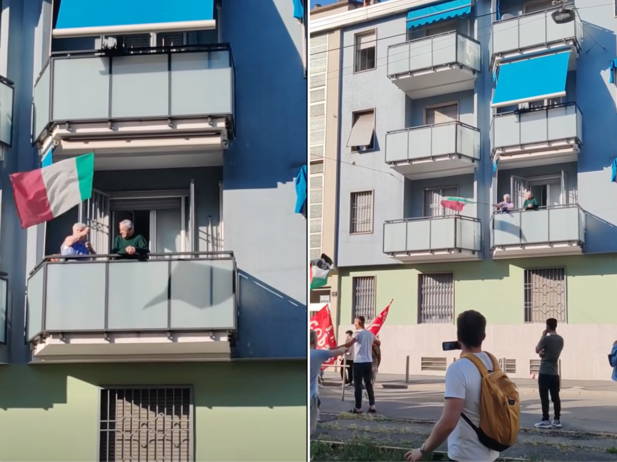 il tricolore contro l8217odio delle piazze nonna italia sventola la bandiera e viene insultata dai pro pal